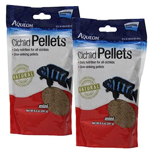 Aqueon 06181 Cichlid Food Mini Pellets, 2 Packs of 8.5 Ounces