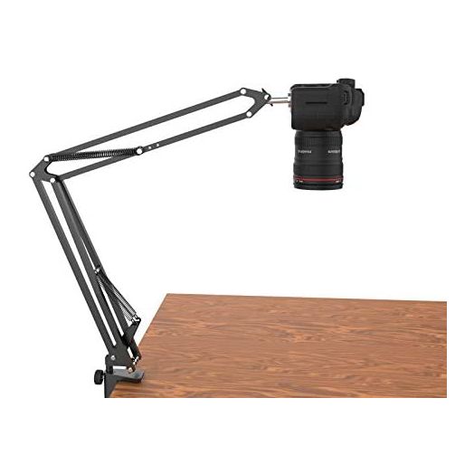 Overhead Tripod for DSLR Cameras, Heavy Duty Camera Desk Mount Stand with Flexible Articulating Boom Arm, Camera Holder Table Clamp for Canon Nikon Sony Fuji SLR Mirrorless Cam Video Photography