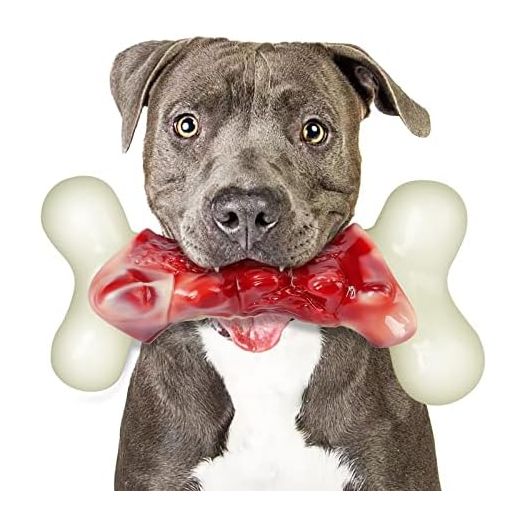 Dog Toys for Aggressive Chewers, Indestructible Large Dogs,Real Bacon Flavored,Dog Chew Toy Bones Medium/Large Breed Dogs,Best to Keep Them Busy (L)