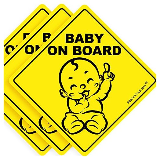 2022 Design- Baby on Board Sticker Sign (3 Pack), Baby Board, Baby car Sticker, Baby car Decal, US Department of Transportation Recommend Color & Shape,Kid Safety, 5”by5” by Innovative Bay