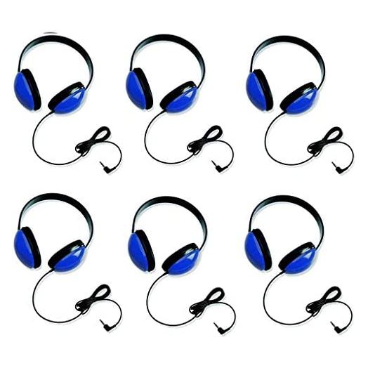 Califone 2800-BL Listening First Stereo Headphones for Kids Bundle (Blue) (6 Items)