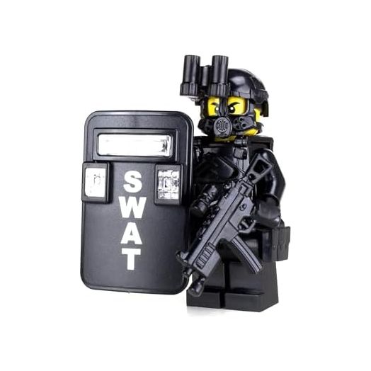 Battle Brick Collectible SWAT Police Officer Pointman Custom Minifigure| Genuine Police Minifig | 1.6 Inches Tall | Great Gift for Ages 10+ to Adult AFOL