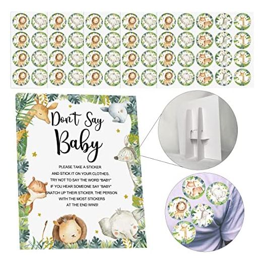 100 Safari Jungle Baby Shower Games Decorations, Safari Don't Say Baby Shower Game Set, Wild Animal Themed Don't Say Baby Shower Game Kit Bundle Party Decor