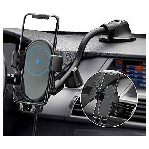VASSCA Wireless Car Charger Mount, 10W/7.5W Qi Fast Charging Phone Holder for Air Vent and Dashboard, Auto Clamping