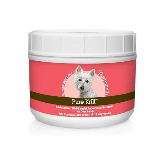 Herbsmith Pure Krill - Wild-Caught Antarctic Krill - Just 1 Ingredient - Astaxanthin for Dogs - Ready-to-Use Omega 3s – Alternative to Krill Oil for Dogs - 400g