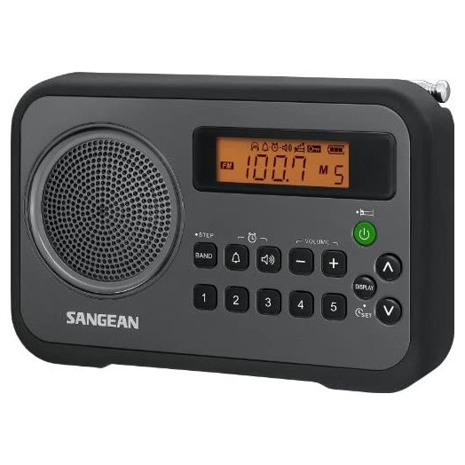 Sangean PR-D18BK AM/FM/Portable Digital Radio with Protective Bumper (Gray/Black) Black/ Grey