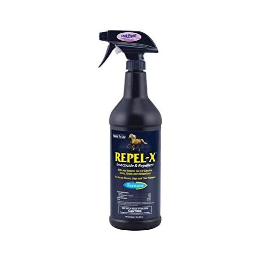 Farnam 10330 X Ready-to-Use Fly Spray, Insecticide and Repellent for Horses and Dogs 32 Fluid Ounces, One Quart Bottle with Trigger Sprayer, 32 Ounces