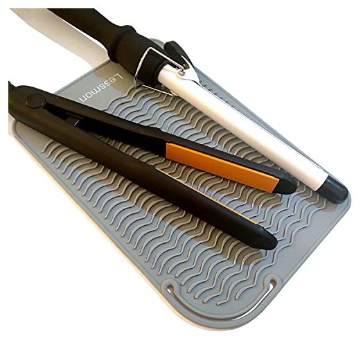 Large Heat Resistant Mat for Curling Irons, Hair Straightener, Flat Irons and Hair Styling Tools 11" x 7.5", Food Grade Silicone, Grey