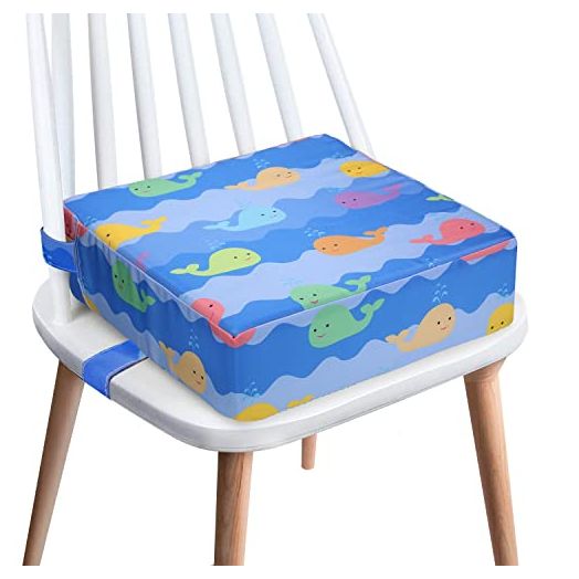 Toddler Booster Seat for Dining Table, 4inch Toddler Cushion, Portable Booster Seats Baby, Adjustable Kids Chair Heightening Booster, Washable Chair Seat Pad Mat for Kids. (Blue)