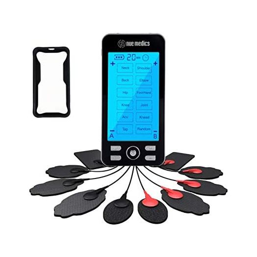 Tens Unit Machine Pulse Massager 24 Massage Modes Rechargeable Muscle Stimulator Device with 10 Pads