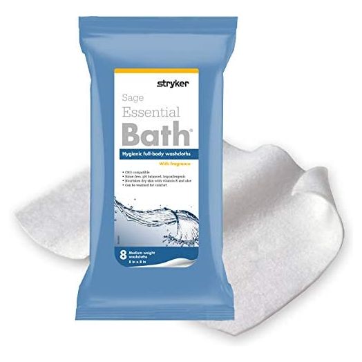 Essential Bath Cleansing Washcloths (6 Packs, 48 Cloths) Fresh Scent Rinse Free Bathing Wipes, Ultra Soft and Thick, Hypoallergenic