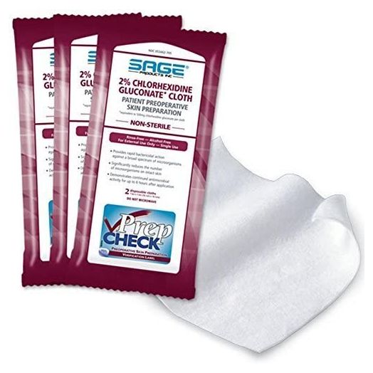 Sage 2% Chlorhexidine Gluconate (CHG) Cloths - Each (1 package of 3)