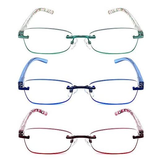 JJWELL 3 Pack Blue Light Blocking Reading Glasses for Women, Tinted UV Readers