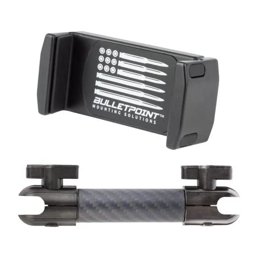 Bulletpoint Dash Mount Cell Phone Holder with 7cm Carbon Fiber + Kevlar Mounting Arm Compatible with iPhone and Android Smartphones - Fits 20mm Attachment Ball