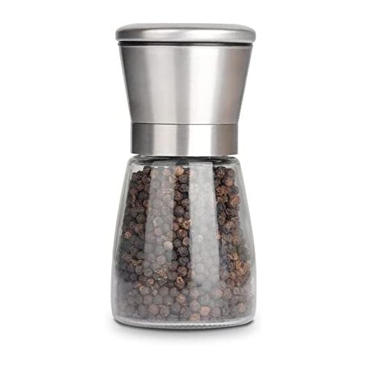 Pepper Grinder Pepper Mill, Salt Grinder Refillable,(Single Package) Adjustable Coarseness Black Pepper Grinder, Stainless Steel Sea Salt Shaker with Ceramic Rotor (1 pack)