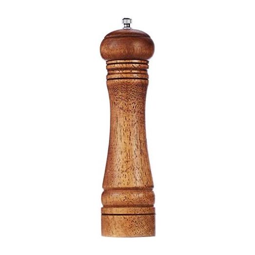 Wood Pepper Grinder Pepper Mill,Adjustable Coarseness Wooden Peppermill, Ceramic Grinding Mechanism Salt Mill Refillable - 8inch (1 Pack)