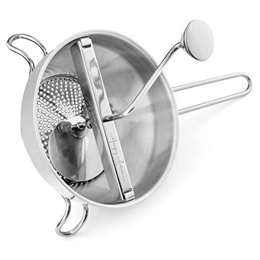 Ergonomic Food Mill Stainless Steel With 3 Grinding Milling Discs, Milling Handle & Stainless Steel Bowl - Rotary Food Mill for Tomato Sauce, Applesauce, Puree, Mashed Potatoes, Jams, Baby Food