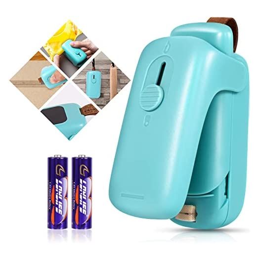 Mini Bag Sealer, Romsto Handheld Heat Vacuum Sealer, 2 in 1 Heat Sealer and Cutter with Lanyard, Portable Bag Resealer Machine for Plastic Bags Food Storage Snacks Freshness (2xAA Batteries Included)