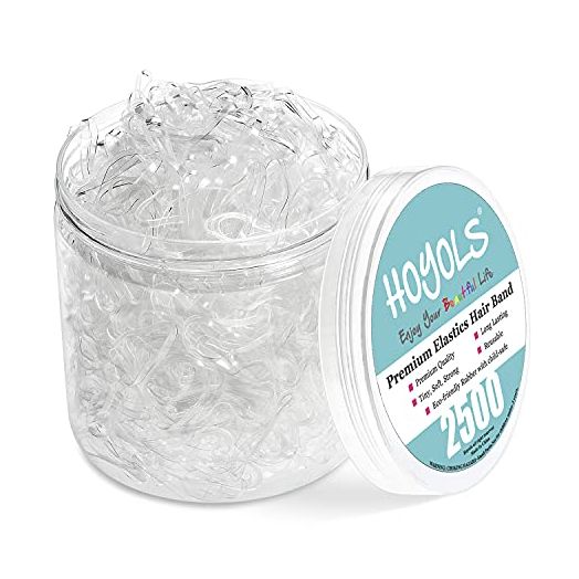 Hoyols Clear Elastic Hair Bands, 2500 Small Rubber Bands Braids for Girls Kids Women Non-Slip (Value Pack)