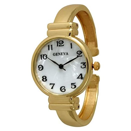 Geneva Metal Bangle Watch Classic Easy Read (Shinny Gold)