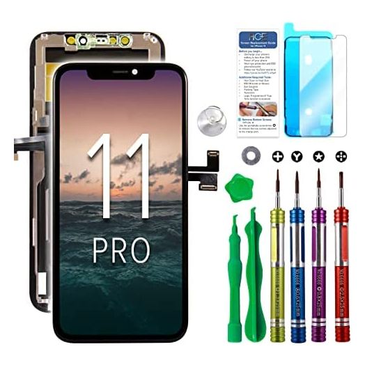 Ace Tech Cellular LCD Screen Replacement Compatible with iPhone 11 Pro 5.8 inch (Model A2160, A2217, A2215) 3D Touch Screen Display Digitizer Frame Assembly Repair Kit with Repair Tools