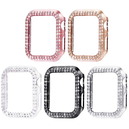 Surace 44mm Case Compatible with Apple Watch Case, Bling Frame Protective Case Screen Protector Replacement for Apple Watch Series 6/5/4 44mm, Rose Gold/Pink/Black/Silver/Clear