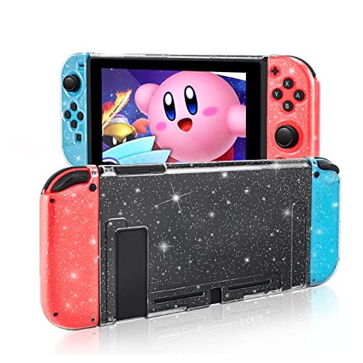 DLseego Dockable Crystal Case Compatible with Nintendo Switch, Glitter Bling Cover with Shock-Absorption and Anti-Scratch Design Protective Case - Crystal Glitter