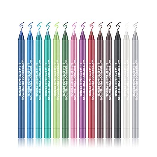 Ownest 14 Colors Eyeliner Pen Set, Pearl Eyeliner Kit Metallic Eyeliner Pencil Glitter Eyeliner for Women Eye