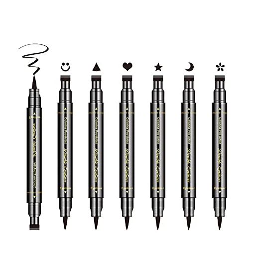 Ownest 6 Pcs Liquid Eyeliner Set, Double-Side Eyeliner Stamp Pen Eyeliner Tattoo Tool Waterproof Smudge-proof