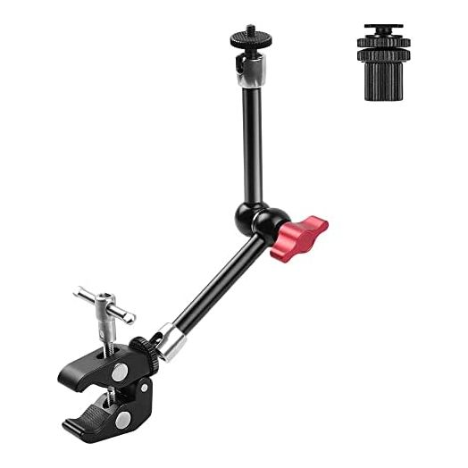 Hemmotop Magic Arm 11 Inch with Super Clamp Articulating Friction Arms for GoPro iPhone LCD Monitor Clamp Holder Mounts Kit Adjustable