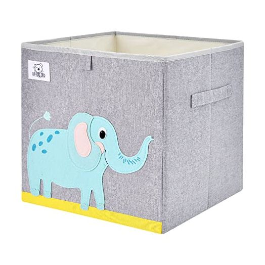 CLCROBD Foldable Animal Cube Storage Bins Fabric Toy Box/Chest/Organizer for Toddler/Kids Nursery, Playroom, 13 inch (Cute Elephant)