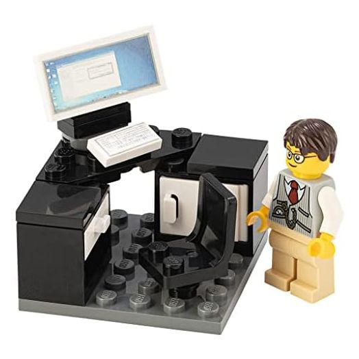 CUSTOM TOYS & HOBBIES INC Building Bricks Businessman Lawyer Office Setup- Premium Quality Desk Keyboard Computer & Minifigure Holiday Birthday Gift for Kids