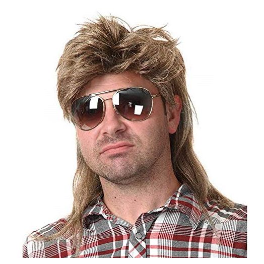 Kaneles Mullet Wigs for Men 80s Costumes Fancy Party Accessory Cosplay Wig (Light Brown)