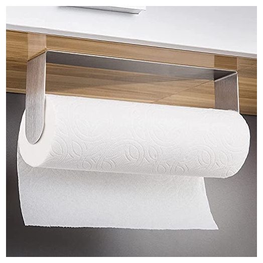 YIGII Paper Towel Holder Under Cabinet - Self Adhesive Paper Towel Rack Wall Mount for Kitchen, SUS-304 Stainless Steel Brushed