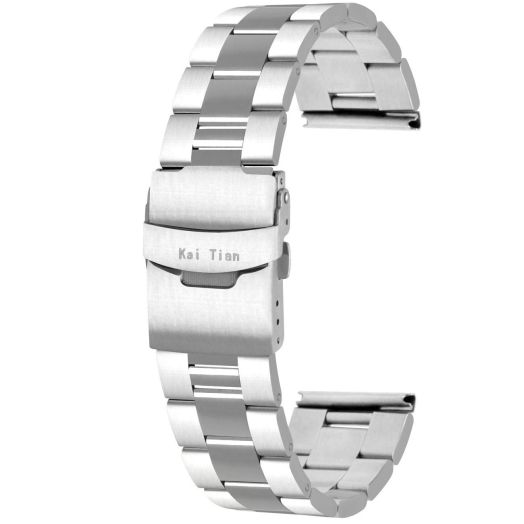 Kai Tian Watch Bands for Men Women 22mm Stainless Steel Watch Strap Solid Metal Watch Band Tapered Watch Bracelet Silver