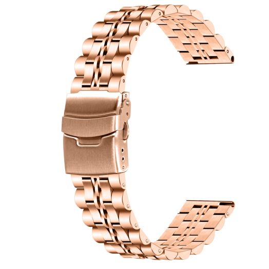 YISIWERA 45mm 46mm for Gear S3 Bands 22mm Exquisite Quick Release Polished Brushed Mix Rose Gold Stainless Steel Metal Watch Band Strap Double Diver Buckle Bracelet