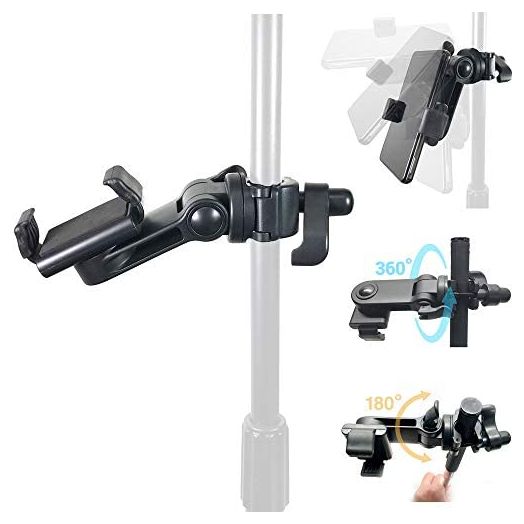 AccessoryBasics Music Boom Mic Microphone Stand Smartphone Mount w/360° Swivel Adjust Holder for all smartphones up to 3.75 inches wide (Zoom Video Compatible)