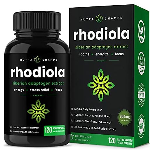 Rhodiola Rosea Capsules [120] Rosavin Plus Salidrosides | Siberian Rhodiola Rosea Extract Supplement | 300mg Vegan Pills | Rhodiola for Energy, Stress Relief, Mood Support and Focus