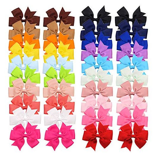 40pcs Boutique Grosgrain Ribbon Hair Bows with Alligator Clips for Baby Girls Toddlers Kids in Pairs