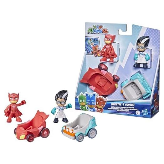 PJ Masks Owlette vs Romeo Battle Racers Preschool Toy, Vehicle and Action Figure Set for Kids Ages 3 and Up