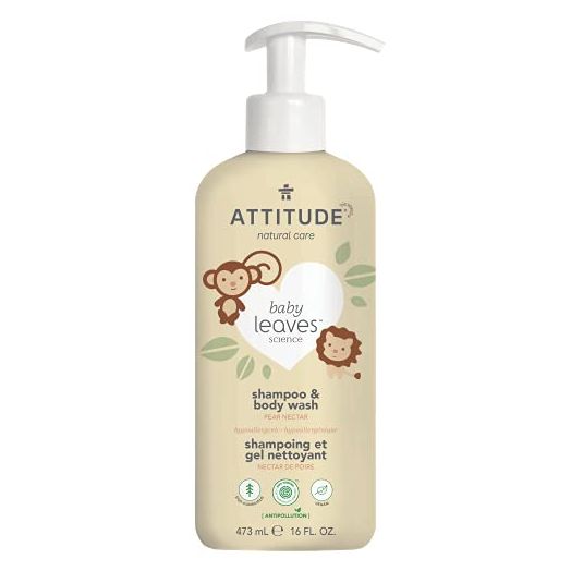ATTITUDE 2-in-1 Shampoo and Body Wash for Baby, EWG Hypoallergenic Plant- and Mineral-Based Ingredients, Vegan and Cruelty-Free, Pear Nectar, 16 Fl Oz