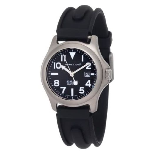 Momentum Women's 1M-SP01B1 Atlas Black Dial Black SLK Rubber Watch