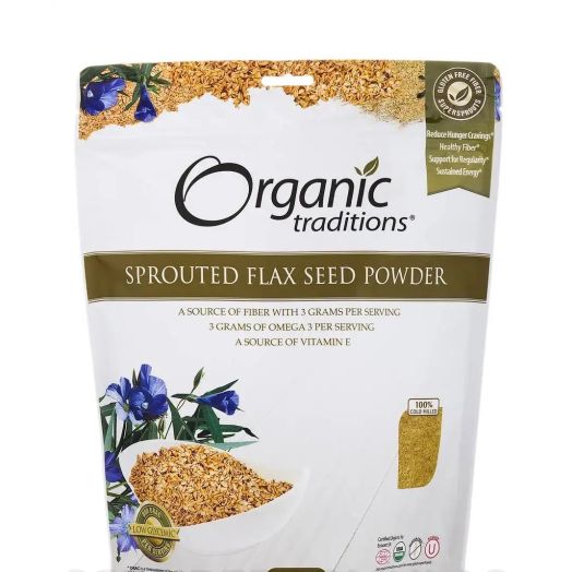 Organic Traditions Sprouted Flax Seed Powder - 16 oz (454 Grams)