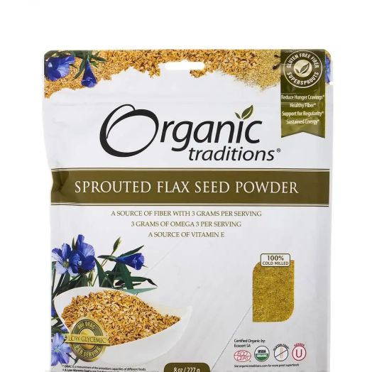 Organic Traditions Sprouted Flax Seed Powder - 8 oz (227 Grams)