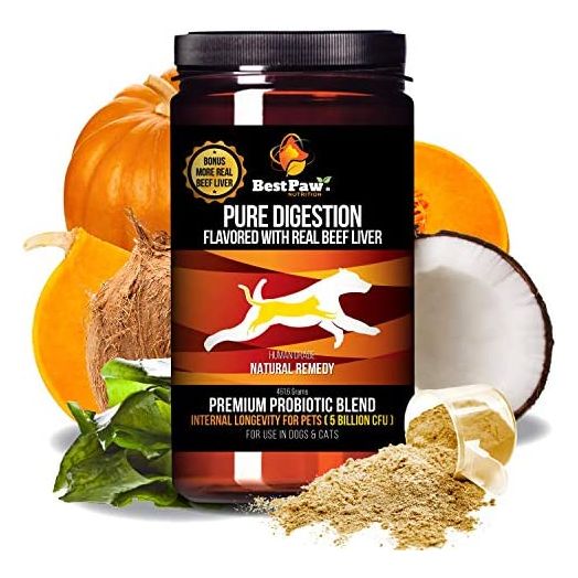 Best Paw Nutrition Dog & Cat Premium Probiotic Prebiotic & Digestive Enzymes 5 Billion CFU Organic Turmeric Coconut Oil Pure Pumpkin & Kelp for Healthy Bowels Gut & UTIs
