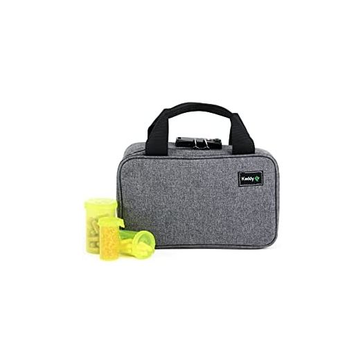 Kaddy Secure Pill Organizer Box, Storage for Bottles of Medicine or Supplements; Toiletry; Travel or Home, TSA Approved Lock (Grey)