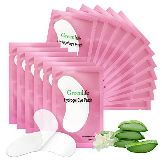100 Pairs GreenLife 100% Natural Eyelash Extension Under Eye Gel Pads patches kit Collagen Aloe Vera Hydrogel Eye Patches Eyelash Extension Supplies Tools, Lash Extension Supplies, lash tech supplies