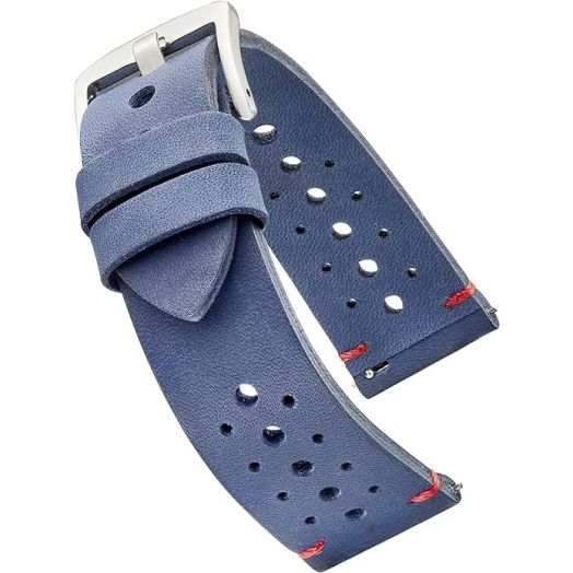 ALPINE Genuine Vintage Leather 20mm Watch Band - Replacement Watch Bands for Women & Men - Watch Strap with Quick Release Stainless Steel buckle - Compatible with Regular & Smart Watch Bands(Blue)