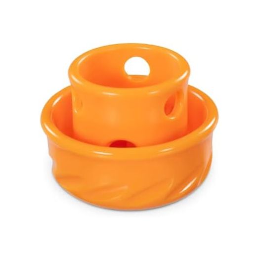 Messy Mutts Totally Pooched Puzzle 'n Play Mushroom (Small) | Interactive Treat Puzzle Toy for Dogs | Durable 3.25”” x 2.5” TPR Dog Toy | Orange