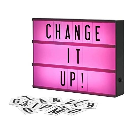 My Cinema Lightbox - Color-Changing Marquee Signs with Letters, Numbers, and Symbols, 3 Modes - Pure White LED Light, RGB Color Change, Color Freeze, Letter Storage